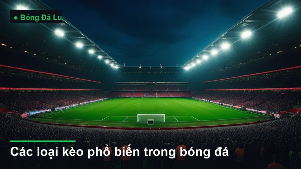 sân vận động bóng đá về đêm dưới ánh đèn pha - các loại kèo phổ biến trong bóng đá